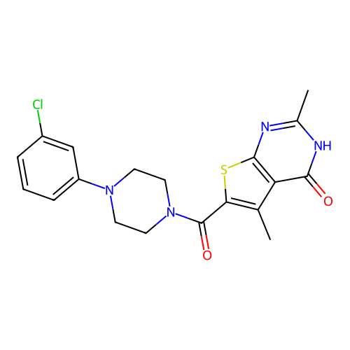 6-(4-(3-chlorophenyl)piperazine-1-carbonyl)-2,5-dimethylthieno[2,3-d]pyrimidin-4(3H)-one structure