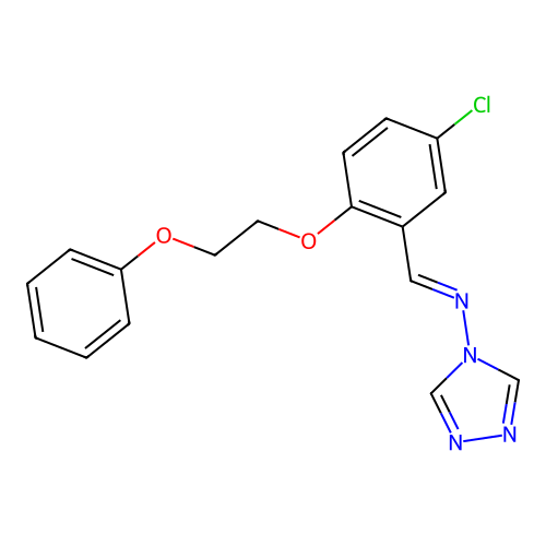 N-{(E)-[5-chloro-2-(2-phenoxyethoxy)phenyl]methylidene}-4H-1,2,4-triazol-4-amine structure