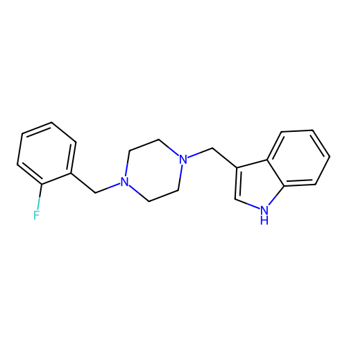 3-{[4-(2-fluorobenzyl)piperazin-1-yl]methyl}-1H-indole structure