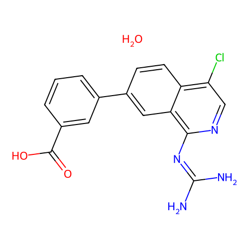 3-(4-Chloro-1-guanidinoisoquinolin-7-yl)benzoic acid hydrate structure
