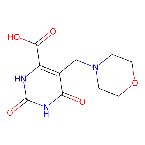 5-(morpholin-4-ylmethyl)-2,4-dioxo-1H-pyrimidine-6-carboxylic acid structure