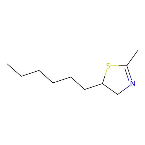5-N-hexyl-2-methyl-delta2-thiazoline structure