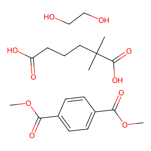 Dimethyl benzene-1,4-dicarboxylate;2,2-dimethylhexanedioic acid;ethane-1,2-diol structure
