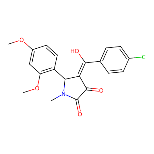 4-(4-chlorobenzoyl)-5-(2,4-dimethoxyphenyl)-3-hydroxy-1-methyl-1H-pyrrol-2(5H)-one structure