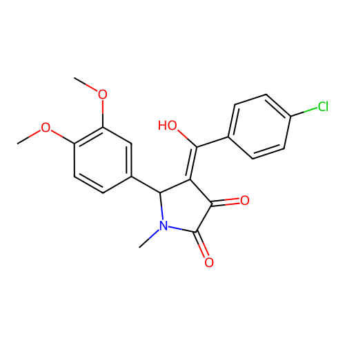 4-(4-chlorobenzoyl)-5-(3,4-dimethoxyphenyl)-3-hydroxy-1-methyl-1H-pyrrol-2(5H)-one structure
