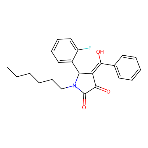 4-benzoyl-5-(2-fluorophenyl)-1-hexyl-3-hydroxy-1H-pyrrol-2(5H)-one structure
