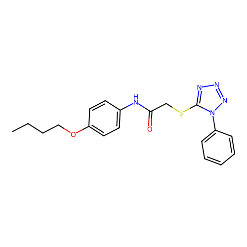 N-(4-butoxyphenyl)-2-[(1-phenyl-1H-tetrazol-5-yl)sulfanyl]acetamide structure