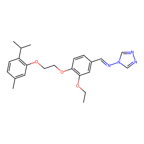 N-[(E)-(3-ethoxy-4-{2-[5-methyl-2-(propan-2-yl)phenoxy]ethoxy}phenyl)methylidene]-4H-1,2,4-triazol-4-amine structure