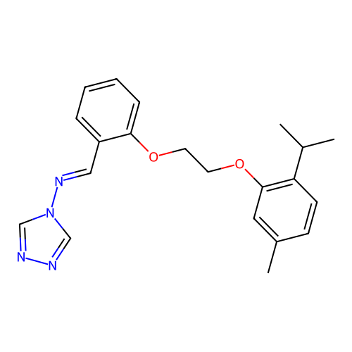 N-[(E)-(2-{2-[5-methyl-2-(propan-2-yl)phenoxy]ethoxy}phenyl)methylidene]-4H-1,2,4-triazol-4-amine structure
