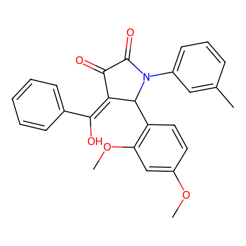 (4E)-5-(2,4-dimethoxyphenyl)-4-[hydroxy(phenyl)methylidene]-1-(3-methylphenyl)pyrrolidine-2,3-dione structure