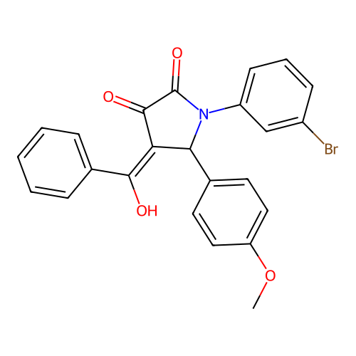 (4E)-1-(3-bromophenyl)-4-[hydroxy(phenyl)methylidene]-5-(4-methoxyphenyl)pyrrolidine-2,3-dione structure