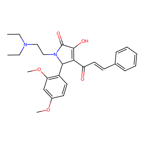 1-(2-diethylaminoethyl)-2-(2,4-dimethoxyphenyl)-4-hydroxy-3-[(E)-3-phenylprop-2-enoyl]-2H-pyrrol-5-one structure