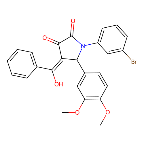 (4E)-1-(3-bromophenyl)-5-(3,4-dimethoxyphenyl)-4-[hydroxy(phenyl)methylidene]pyrrolidine-2,3-dione structure