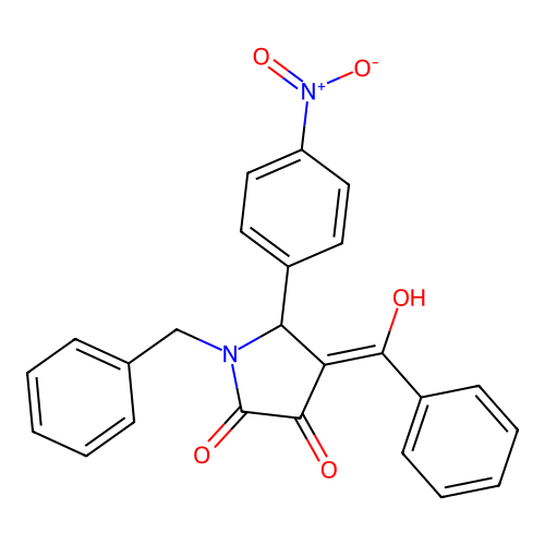 (4E)-1-benzyl-4-[hydroxy(phenyl)methylidene]-5-(4-nitrophenyl)pyrrolidine-2,3-dione structure