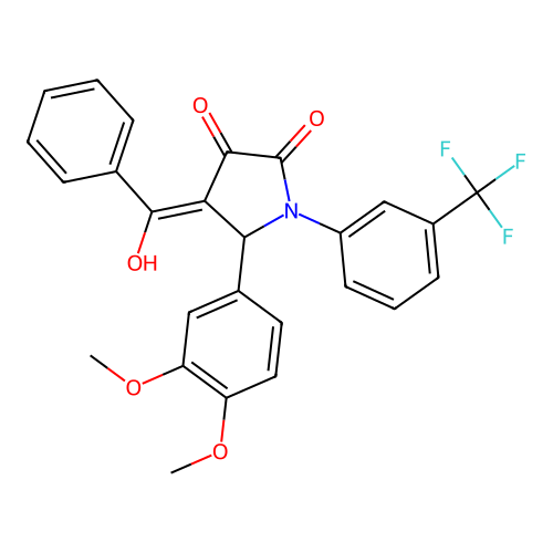4-benzoyl-5-(3,4-dimethoxyphenyl)-3-hydroxy-1-(3-(trifluoromethyl)phenyl)-1H-pyrrol-2(5H)-one structure