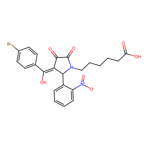 6-(3-(4-bromobenzoyl)-4-hydroxy-2-(2-nitrophenyl)-5-oxo-2,5-dihydro-1H-pyrrol-1-yl)hexanoic acid structure