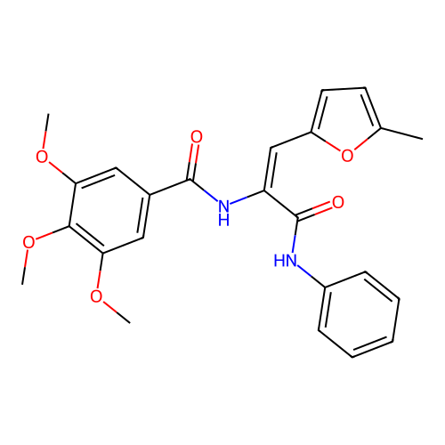 N-[1-(anilinocarbonyl)-2-(5-methyl-2-furyl)vinyl]-3,4,5-trimethoxybenzamide structure