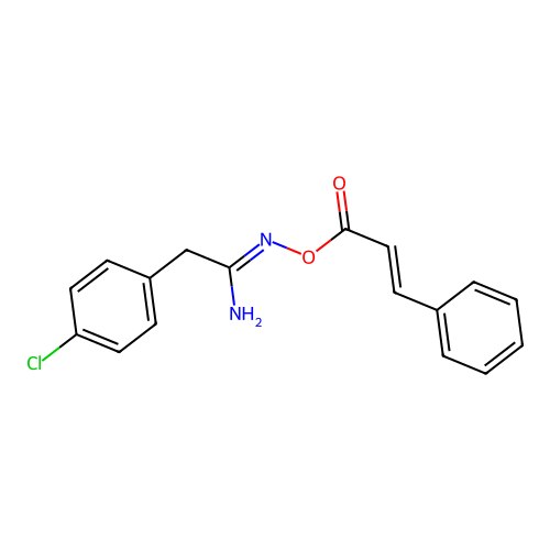 (1Z)-2-(4-chlorophenyl)-N'-{[(2E)-3-phenylprop-2-enoyl]oxy}ethanimidamide structure