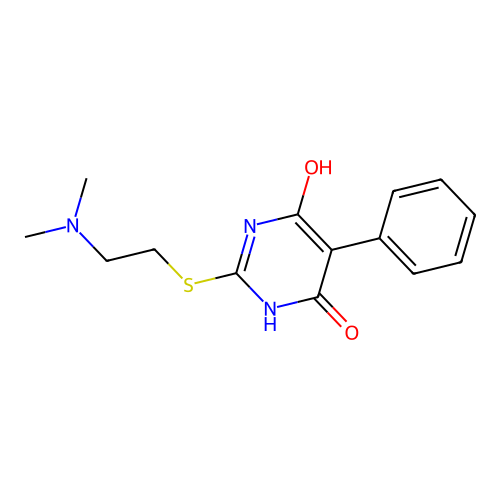 2-{[2-(Dimethylamino)ethyl]sulfanyl}-5-phenylpyrimidine-4,6-diol structure
