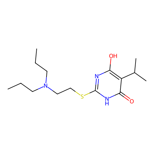 2-((2-(dipropylamino)ethyl)thio)-6-hydroxy-5-isopropylpyrimidin-4(3H)-one structure