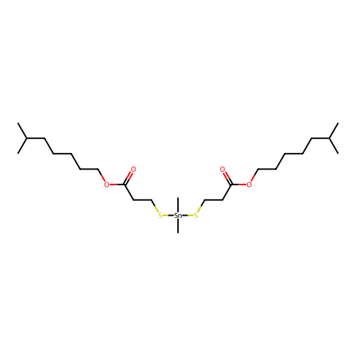 Propanoic acid, 3,3'-((dimethylstannylene)bis(thio))bis-, 1,1'-diisooctyl ester structure