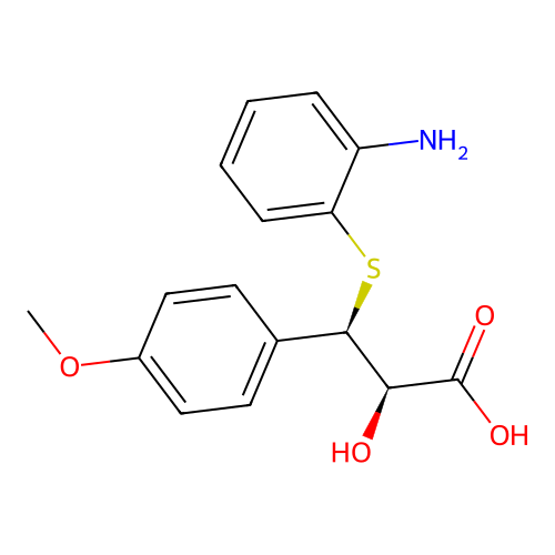 (R-(R*,R*))-3-((o-Aminophenyl)thio)-3-(p-methoxyphenyl)lactic acid structure
