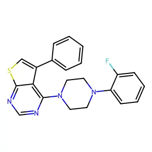 4-(4-(2-Fluorophenyl)piperazin-1-yl)-5-phenylthieno[2,3-d]pyrimidine structure