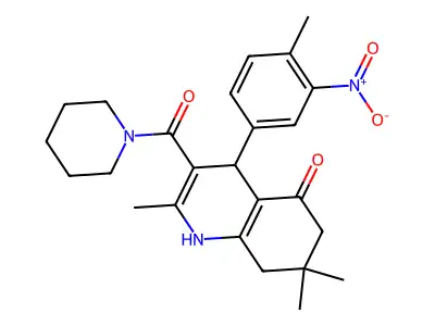 2,7,7-trimethyl-4-(4-methyl-3-nitrophenyl)-3-(piperidine-1-carbonyl)-1,4,6,8-tetrahydroquinolin-5-one structure