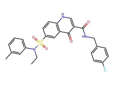 6-[ethyl-(3-methylphenyl)sulfamoyl]-N-[(4-fluorophenyl)methyl]-4-oxo-1H-quinoline-3-carboxamide structure