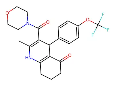 2-methyl-3-(morpholin-4-ylcarbonyl)-4-[4-(trifluoromethoxy)phenyl]-4,6,7,8-tetrahydroquinolin-5(1H)-one structure