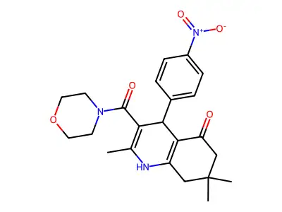 2,7,7-trimethyl-3-(morpholine-4-carbonyl)-4-(4-nitrophenyl)-1,4,6,8-tetrahydroquinolin-5-one structure