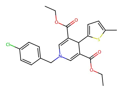 diethyl 1-(4-chlorobenzyl)-4-(5-methylthiophen-2-yl)-1,4-dihydropyridine-3,5-dicarboxylate structure
