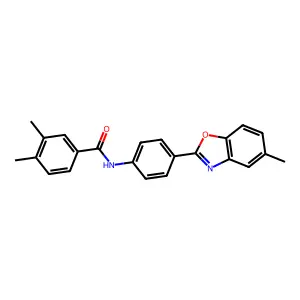 3,4-dimethyl-N-[4-(5-methyl-1,3-benzoxazol-2-yl)phenyl]benzamide structure