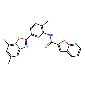 N-[5-(5,7-dimethyl-1,3-benzoxazol-2-yl)-2-methylphenyl]-1-benzofuran-2-carboxamide structure