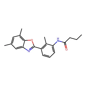 N-[3-(5,7-dimethyl-1,3-benzoxazol-2-yl)-2-methylphenyl]butanamide structure