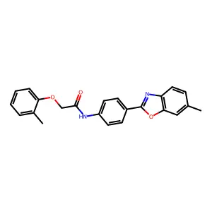 N-[4-(6-methyl-1,3-benzoxazol-2-yl)phenyl]-2-(2-methylphenoxy)acetamide structure