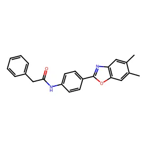 N-[4-(5,6-dimethyl-1,3-benzoxazol-2-yl)phenyl]-2-phenylacetamide structure