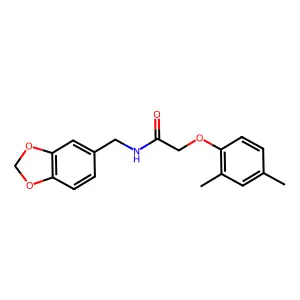 N-(1,3-benzodioxol-5-ylmethyl)-2-(2,4-dimethylphenoxy)acetamide structure