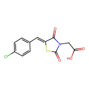 (Z)-2-(5-(4-chlorobenzylidene)-2,4-dioxothiazolidin-3-yl)acetic acid structure