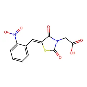 (5-{2-Nitrobenzylidene}-2,4-dioxo-1,3-thiazolidin-3-yl)acetic acid structure