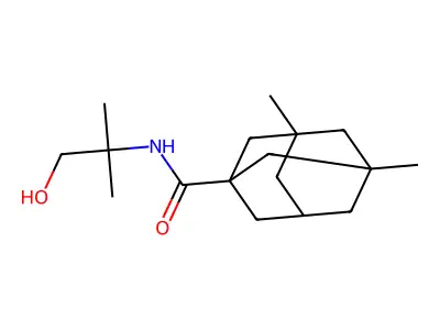 N-(1-hydroxy-2-methylpropan-2-yl)-3,5-dimethyladamantane-1-carboxamide structure