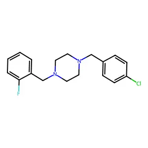 1-[(4-Chlorophenyl)methyl]-4-[(2-fluorophenyl)methyl]piperazine structure