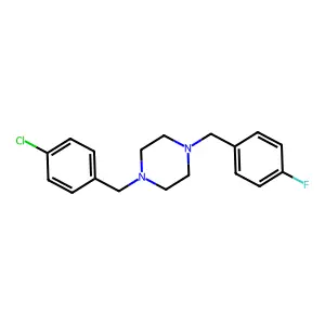1-[(4-Chlorophenyl)methyl]-4-[(4-fluorophenyl)methyl]piperazine structure