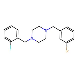 1-[(3-Bromophenyl)methyl]-4-[(2-fluorophenyl)methyl]piperazine structure