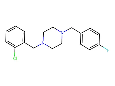 1-[(2-Chlorophenyl)methyl]-4-[(4-fluorophenyl)methyl]piperazine structure