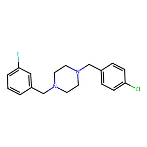 1-[(4-Chlorophenyl)methyl]-4-[(3-fluorophenyl)methyl]piperazine structure