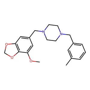 1-[(7-Methoxy-1,3-benzodioxol-5-yl)methyl]-4-[(3-methylphenyl)methyl]piperazine structure