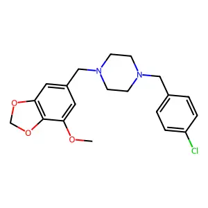 1-[(4-Chlorophenyl)methyl]-4-[(7-methoxy-1,3-benzodioxol-5-yl)methyl]piperazine structure