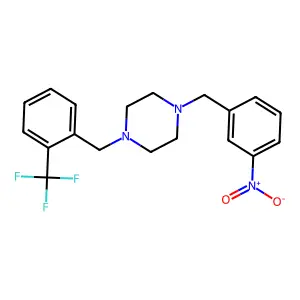 1-[(3-Nitrophenyl)methyl]-4-[[2-(trifluoromethyl)phenyl]methyl]piperazine structure