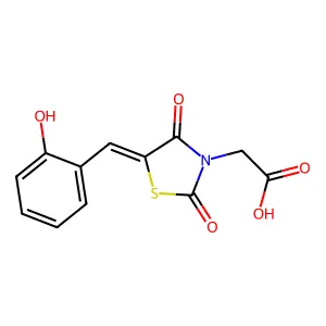 (Z)-2-(5-(2-hydroxybenzylidene)-2,4-dioxothiazolidin-3-yl)acetic acid structure